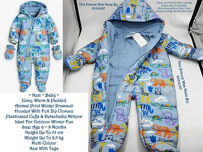 £21.99 • Buy ❄️ Next Boys Warm Body Jump Rain Pram Suit Mittens Glove Set Gift Leopard Turtle