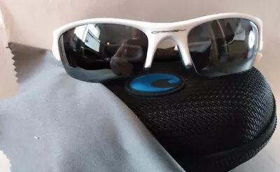 Oakley Unisex Sunglasses - Flak Jacket 24-017  -  White / Polarized Blue Lenses • $99.99