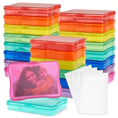 24-Pack Photo Storage Boxes For 4x6 Pictures With 40 Blank Labels Rainbow Color • $30.99