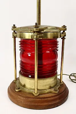 Vintage Brass Navigation Light Lens Lamp -Nautical Port Red Piling Marine Decor • $219.99