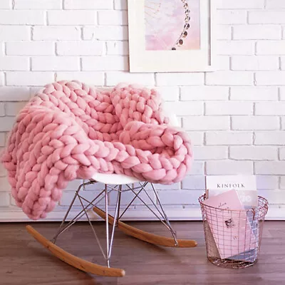 Indoor Hand Woven Blankets Chunky Cable Knit  Sofa Bed Chair Blanket Throw Uk • £31.95