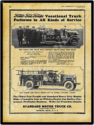 1926 Standard Motor Fire Trucks New Metal Sign: LARGE SIZE 12 X 16 Free Ship • $33.88