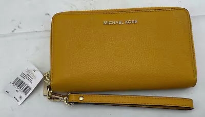Michael Kors Large Flat Multi-Function Phone Case Leather Wristlet Marigold NEW • $64.99