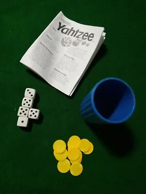 Yahtzee Cup Rules Dice & A Few Yellow Chips • $0.99