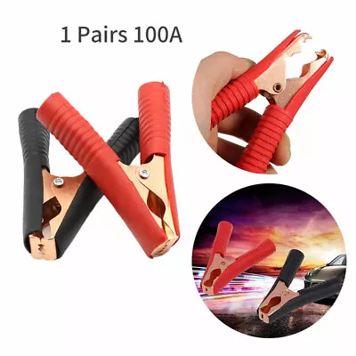 2Pcs 100A Alligator Battery Clamps Jumper Leads Test Insulated Sheath Clips AU • $11.78