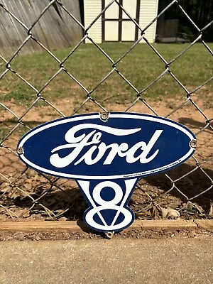 Vintage Porcelain Ford V8 Gas And Oil Sign • $9.99