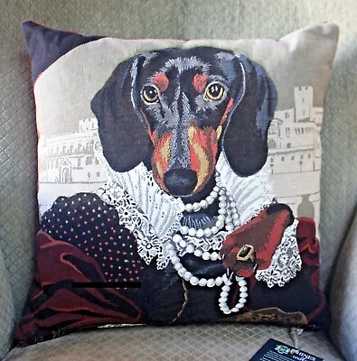 Hines Of Oxford Duke Dachshund Dog Tapestry Pillow Velvet 17  Made In England  • $102.95