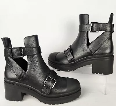 MICHAEL Michael Kors Cut Out Buckled Lug Sole Boots Size 9 READ  • $87.50