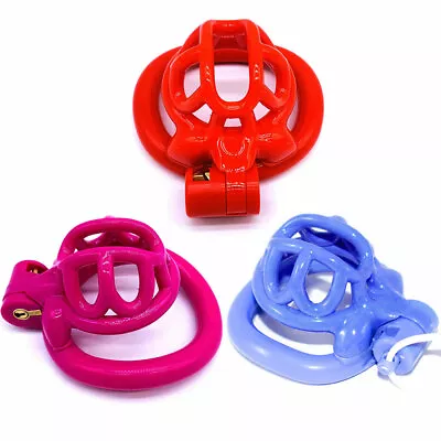 Hot ! Male Resin Chastity Device Small Cage For Men Bird Lock Belt 4 Rings CC426 • $25.29