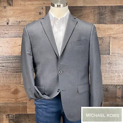 Michael Kors Sport Coat Blazer Suit Jacket 2 Button Gray Blue Houndstooth 42R • $54.96