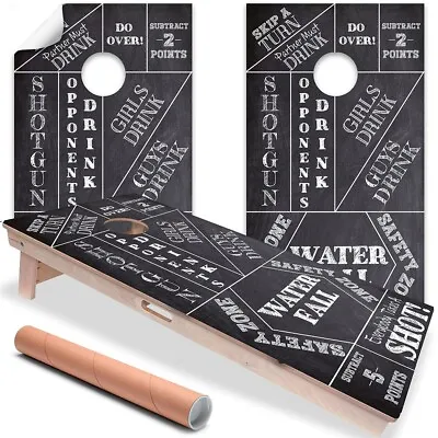 $34.99 • Buy Game On Chalkboard  Drinking Game Cornhole Board Wraps And Decals Vinyl Sticker
