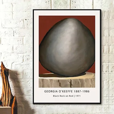 Georgia O'Keeffe Posters -  Black Rock Red - Vintage Art Paintings Abstract Art • $39.99
