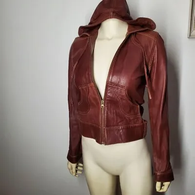 Mike & Chris Kian Leather Jacket Hoodie XS Brown • $295