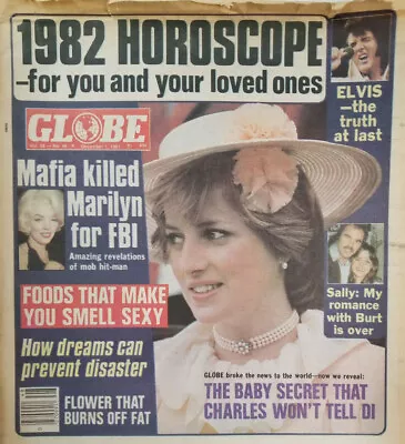 Globe Magazine Dec 1 1981 Princess Diana Baby Secret Mafia Killed Marilyn Monroe • $14.95
