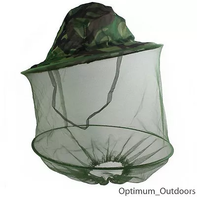 Camo Mosquito Net Hat Insect Midge Wasp Bug Head Face Mesh Fishing Camping UK • £5.49