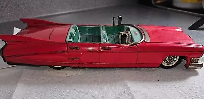 BANDAI 1959 CADILLAC CONVERTIBLE CAR LARGE TIN FRICTION TOY JAPAN Missing Window • $45