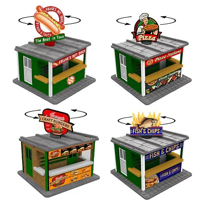 O Scale Economy Pack - 4 Fast Food Stands W/Rotating Banners For Model Train • $125
