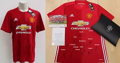 2016-17 Manchester United Home Shirt Squad Signed Inc. Ibrahimovic Official COA • $621.68