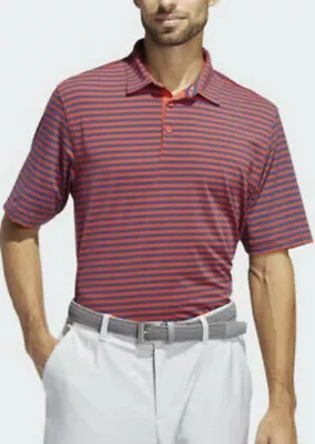 £22.99 • Buy Adidas Adipure Essential Golf Polo Top Shirt Lush Red Blue Striped Uk Medium New