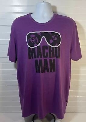 Macho Man Randy Savage Shirt Men XL Heather Purple Short Sleeve Crew Neck Homage • $22