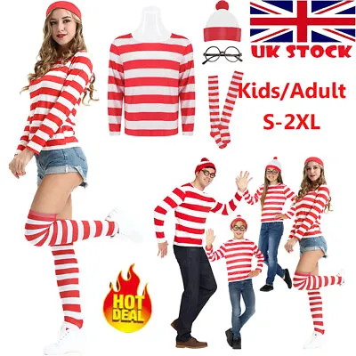 Where's Wally Wenda Adult Boys Girls Licensed Fancy Dress Costume World Book-Day • £17.19