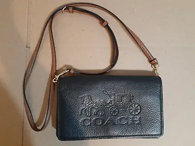 Coach Anna Foldover Crossbody Clutch With Horse And Carriage Black - NICE • $55