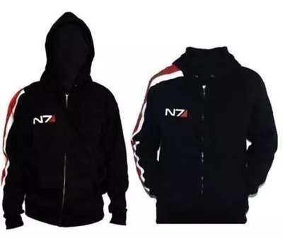 Mass Effect John·Shepard N7 Cosplay Black Zipper Jacket Coat Hoodie Unisex • $46