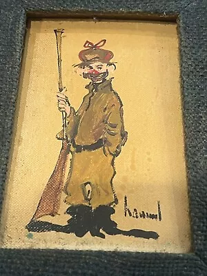 Hammond (20th C.) Painting Of Hunter Clown Vtg Rare As Is 9.5” • $24.99