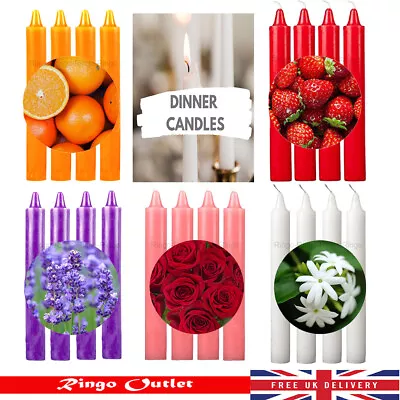 Dinner Candles Colourful Scented For Cheap Price Many Colours Pack Of 4 Original • £3.49