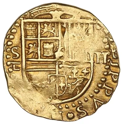 Spain Seville Gold Cob 2 Escudos Philip II Assayer Gothic D With Open Right Side • $3995