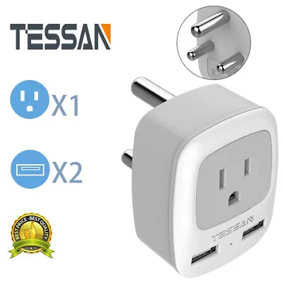 Power Adapter Plug With 2 USB &1 Outlet For Travel USA To SOUTH AFRICA-Type M • $13.99