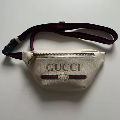 GUCCI Vintage Logo GG Leather Belt Cross Body Bag Men Sherry White From Japan • $1956.92