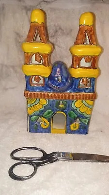 Mexican Folk Art Terra Cotta Pottery Church Hand Painted Signed • $74.99