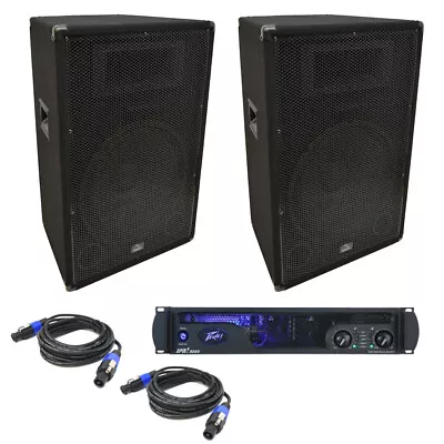 (2) Harmony Audio HA-V15P DJ 15  900W PA Speaker Peavey IPR2 2000 Amp & Cables • $630.99