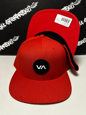 NEW RVCA Balance Of Opposites VA Classic Patch Logo Red Snapback Hat Mens NEW • $19.95