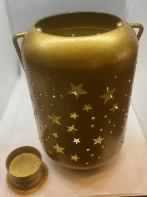 Gold Stars Lantern Vintage Tea Light Candle Holder Metal Home Décor Gift • $18