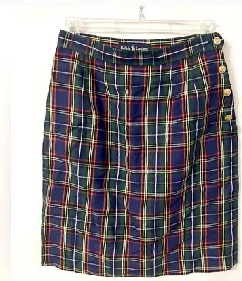 Ralph Lauren Vintage Plaid Mini Skirt Women's 4 • $40