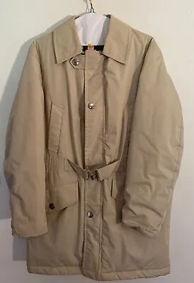 Sears Vintage Men Genuine Duck Down Winter Beige Coat Jacket Size 40 Preowned • $85