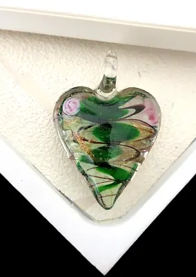 Green Glass Murano Pendant-45mm 1 Hole Beading For Crafts And Jewellery Making • £3.85