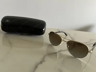 Chanel Aviator Sunglasses. Includes Lambskin Case Cloth And Box. • $350