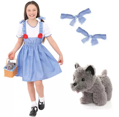 Girls Dorothy Costume And Dog Soft Toy World Book Day Fancy Dress Kids Character • £18.99