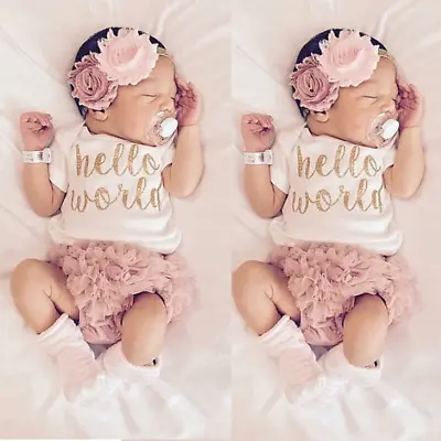 NEW 3PCS Newborn Bodysuit+Tutu Pants Dress Set Kids Baby Girl Outfits Clothes Ro • $27.49