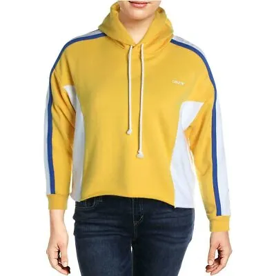 Levi's Women's Long Sleeve Colorblock Cropped Hoodie Sweatshirt Yellow Size 1X • $11.99