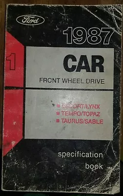 1987 Ford Front Wheel Drive Car Specification Book Shop Manual Original • $8.09