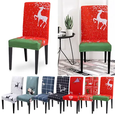 Christmas Stretch Chair Seat Covers Home Banquet Party Seat Slipcover Home Decor • $8.01