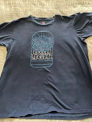 Graphic Tee L Blue Hanes Bud Light Football Helmet 100% Cotton • $5.50