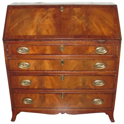 Antique English Mahogany Hepplewhite Slant Front Desk Circa 1810 • $2800
