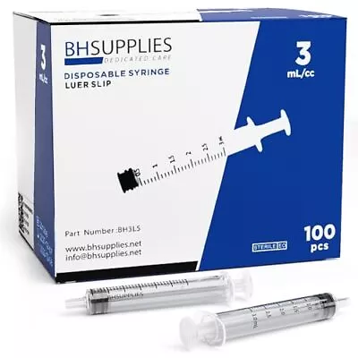 BH Supplies 3ml Luer Slip Tip Syringe - No Needle - Sterile Individually Wrap... • $17.67