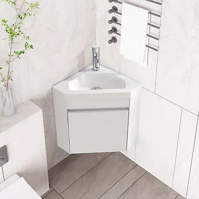 22  Corner Bathroom Vanity Floating Cabinet W/Resin Sink Wall Mounted Small Room • $170