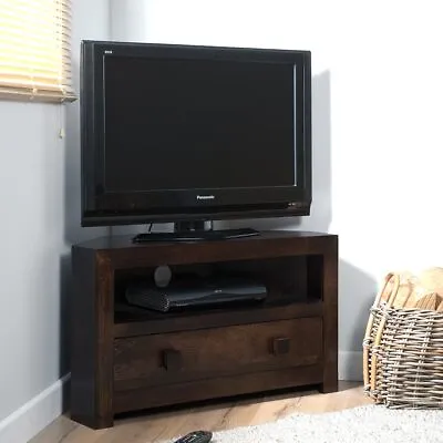£219.44 • Buy Dakota Solid Mango Dark Small Corner Tv Unit Shelves Solid Indian Wood
